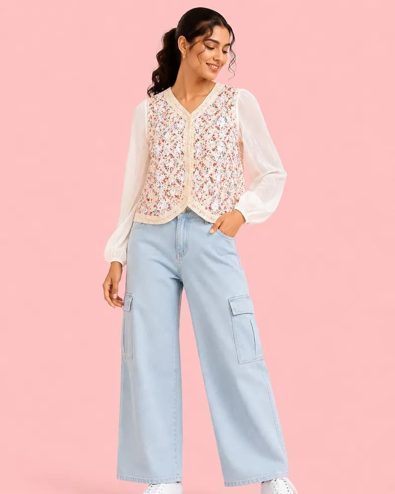 Bloom Crochet-Inspired Floral Lace Top