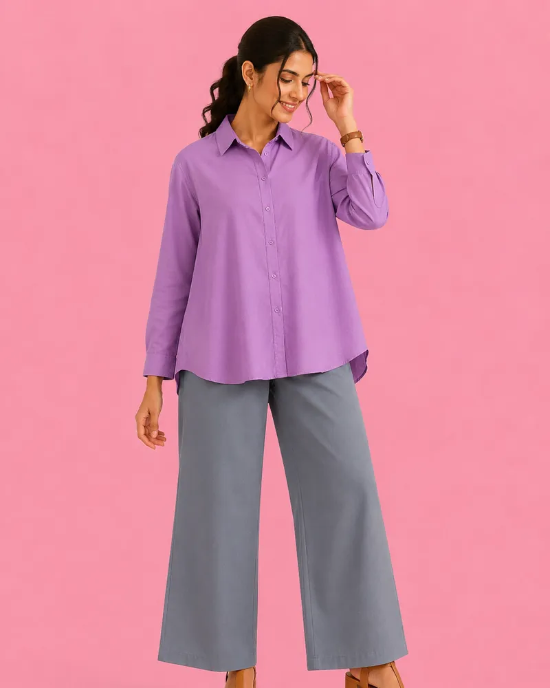 Relaxed Fit Cotton Office Shirt for Women