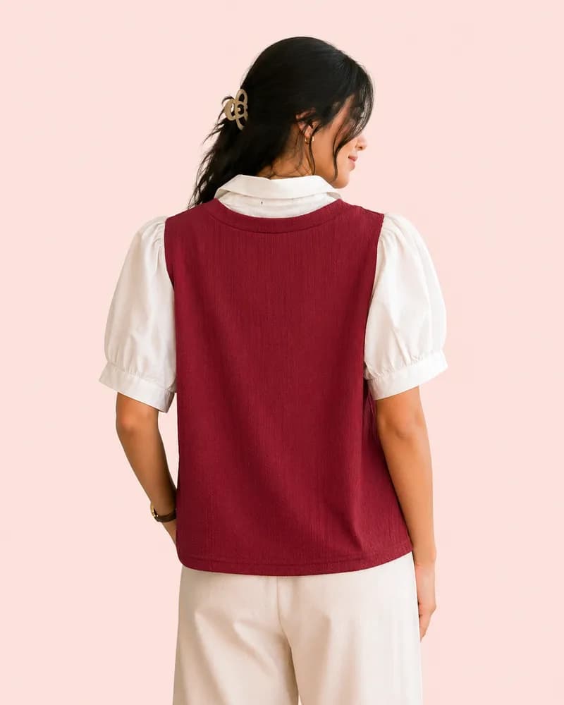 Knit Vest Overlay Shirt